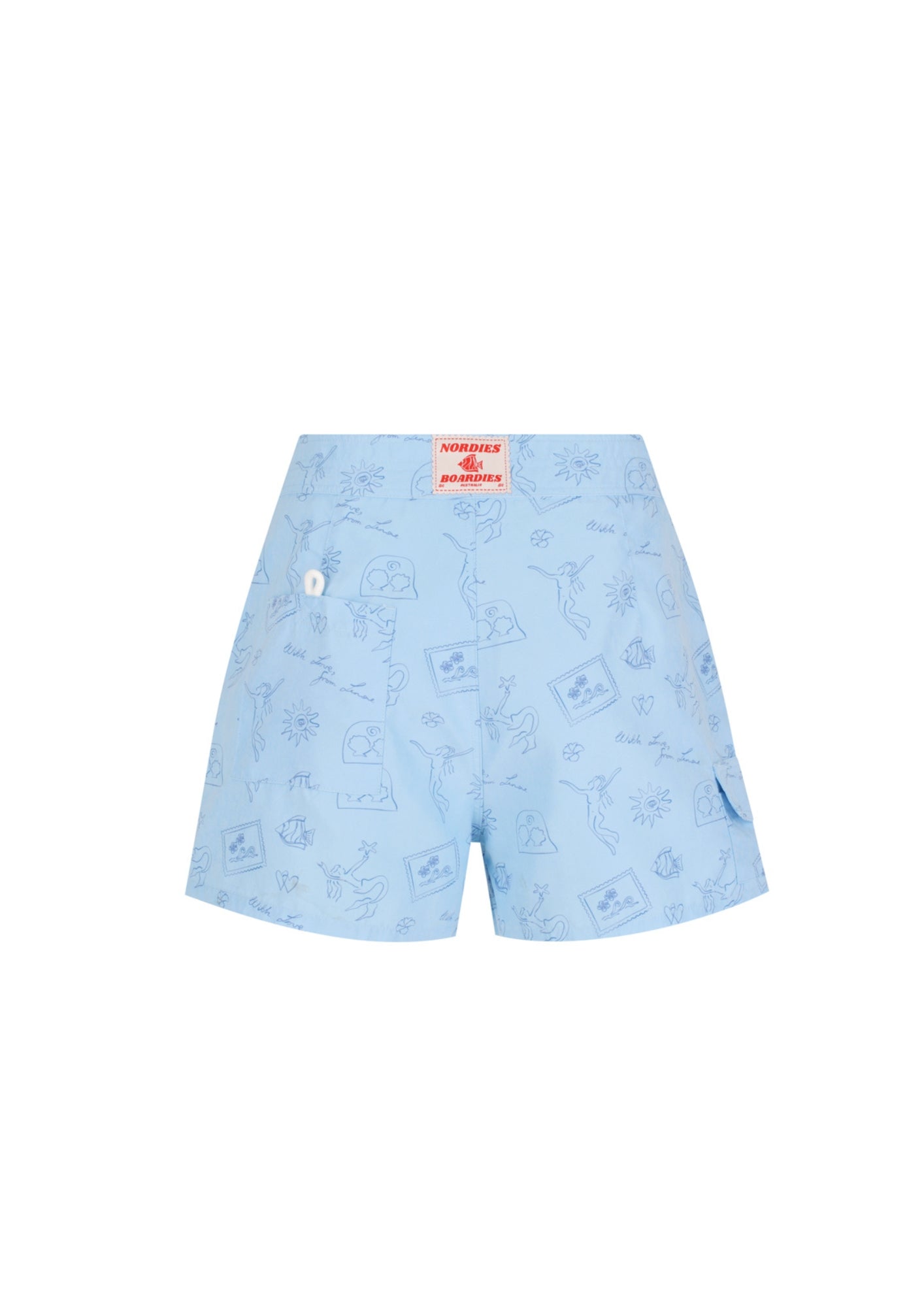 Tie Front Boardshorts - Baby Blue Signature Print