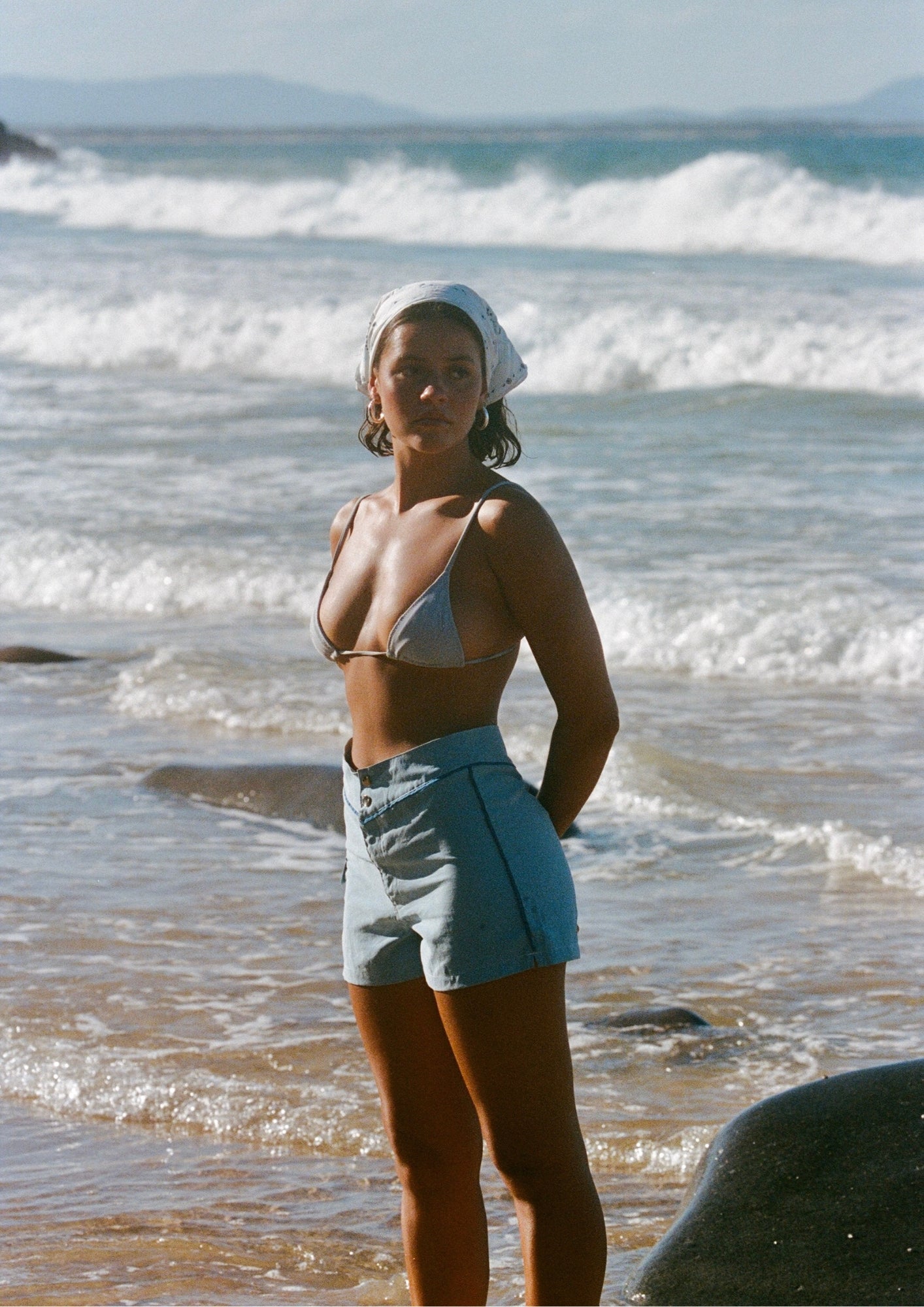 Snap Front Boardshorts - Sky