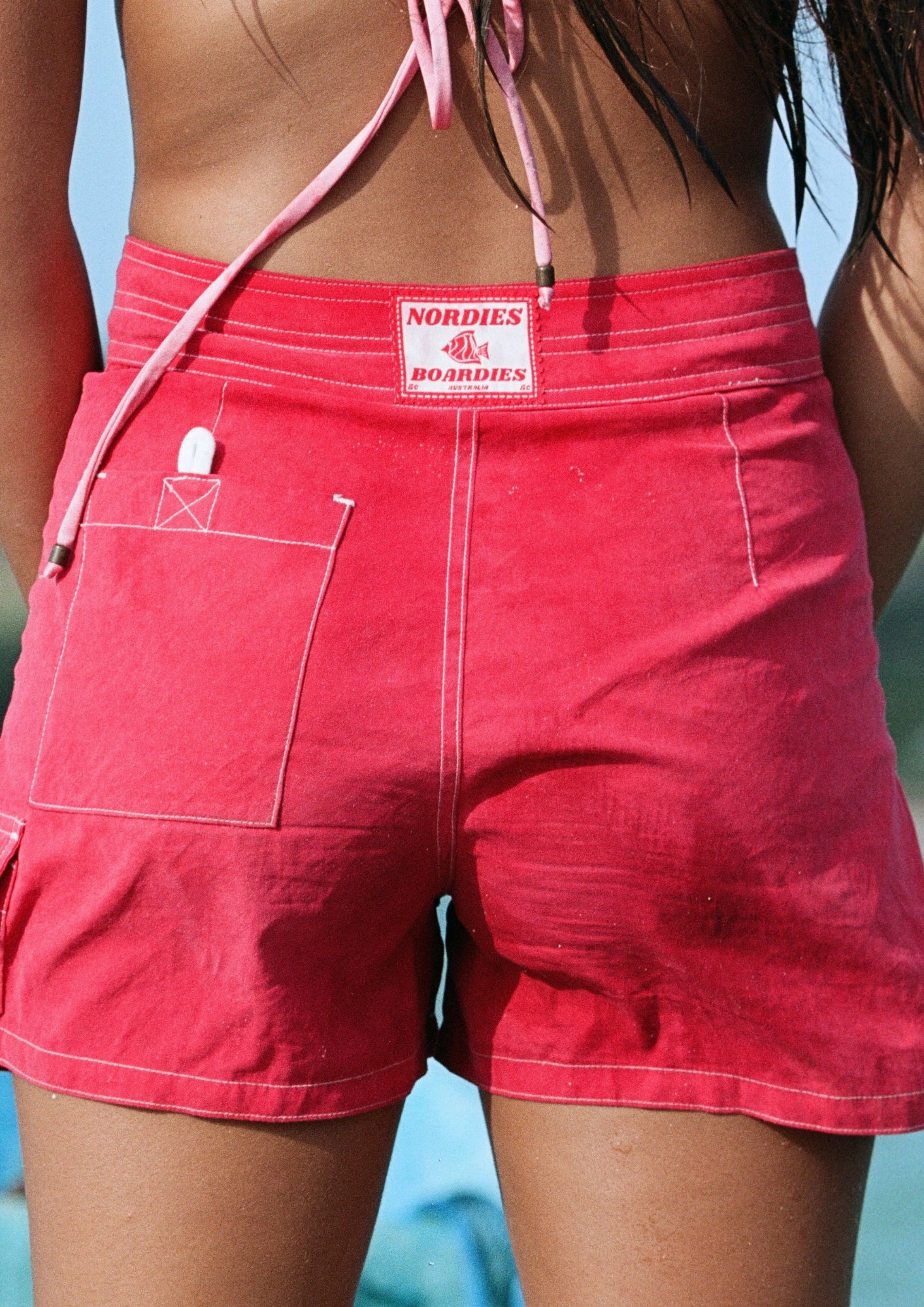 Tie Front Boardshorts - Cherry
