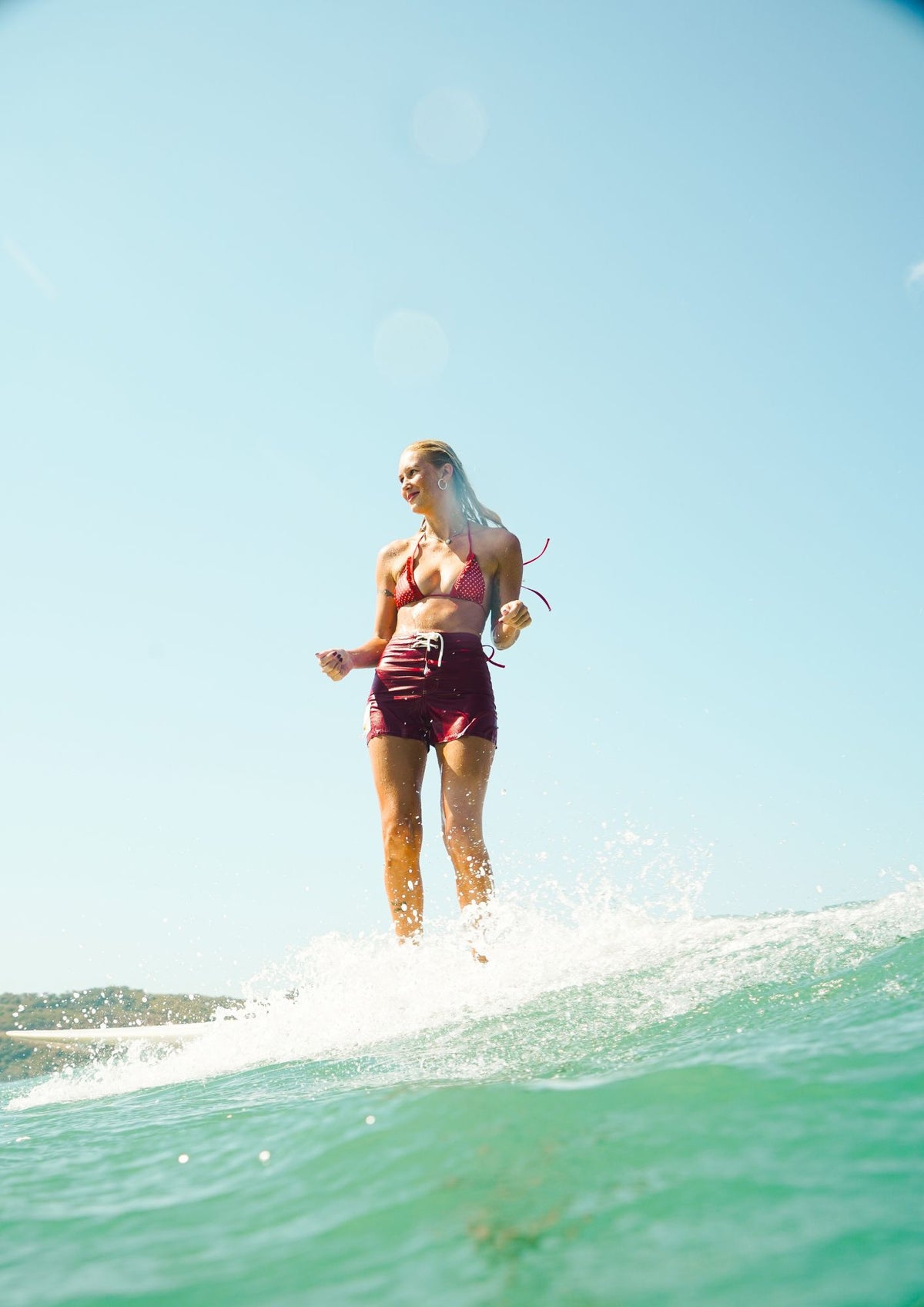 Tie Front Boardshorts - Crimson