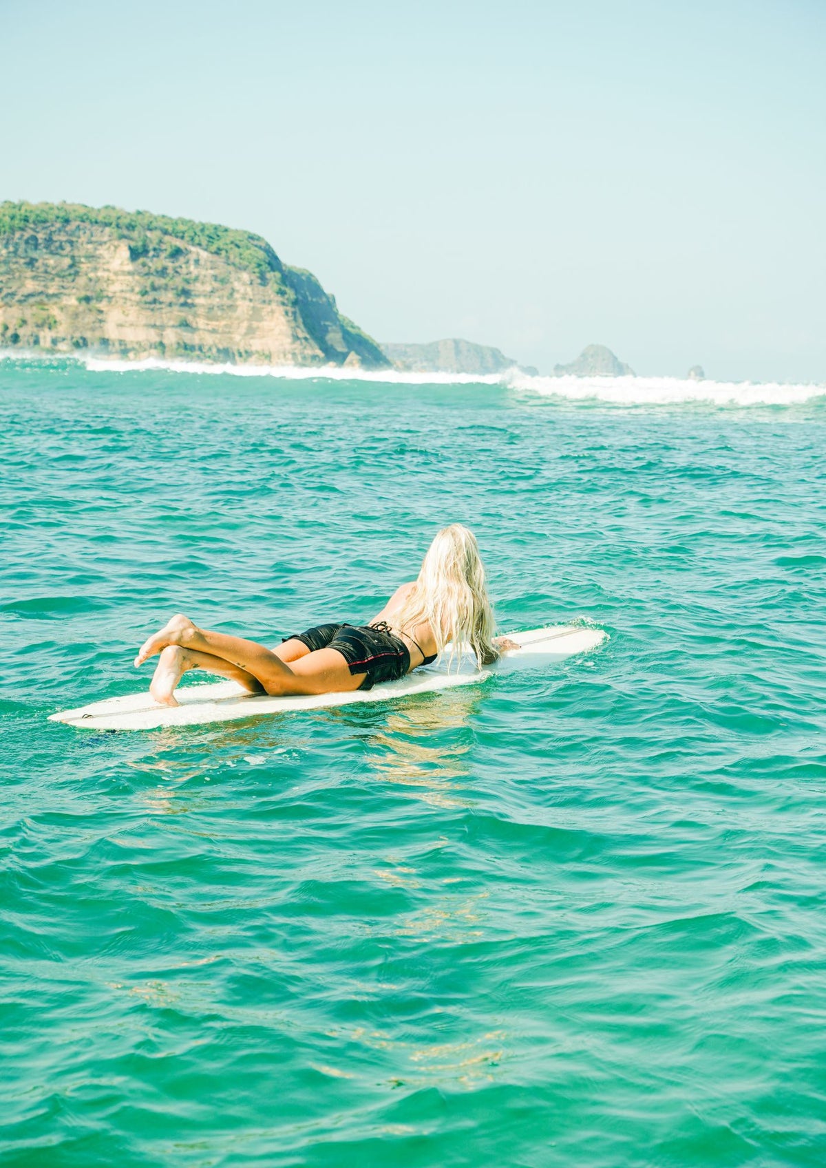 Long Tie Front Boardshorts - Black