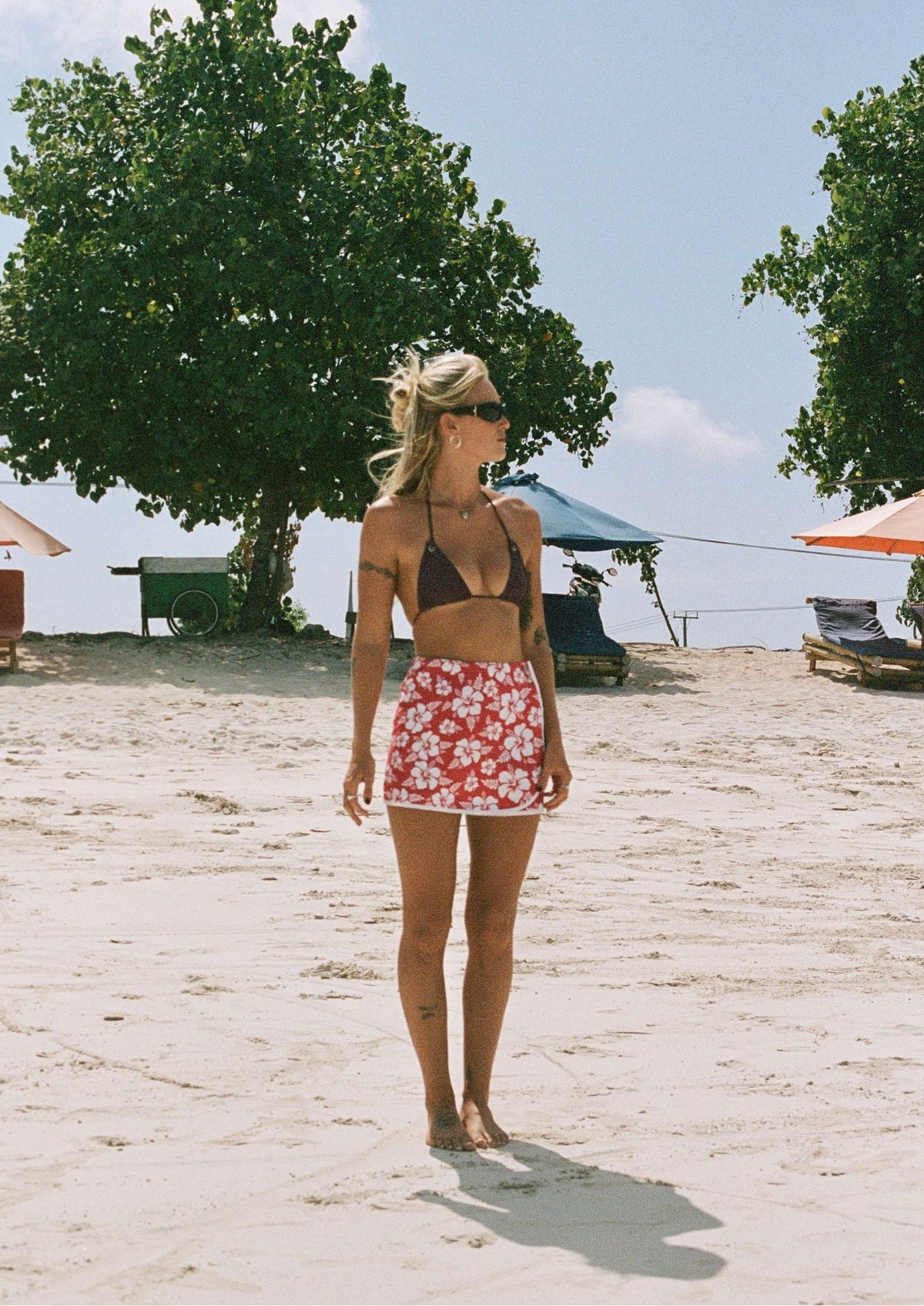 Wrap Skirt - Cherry Hibiscus