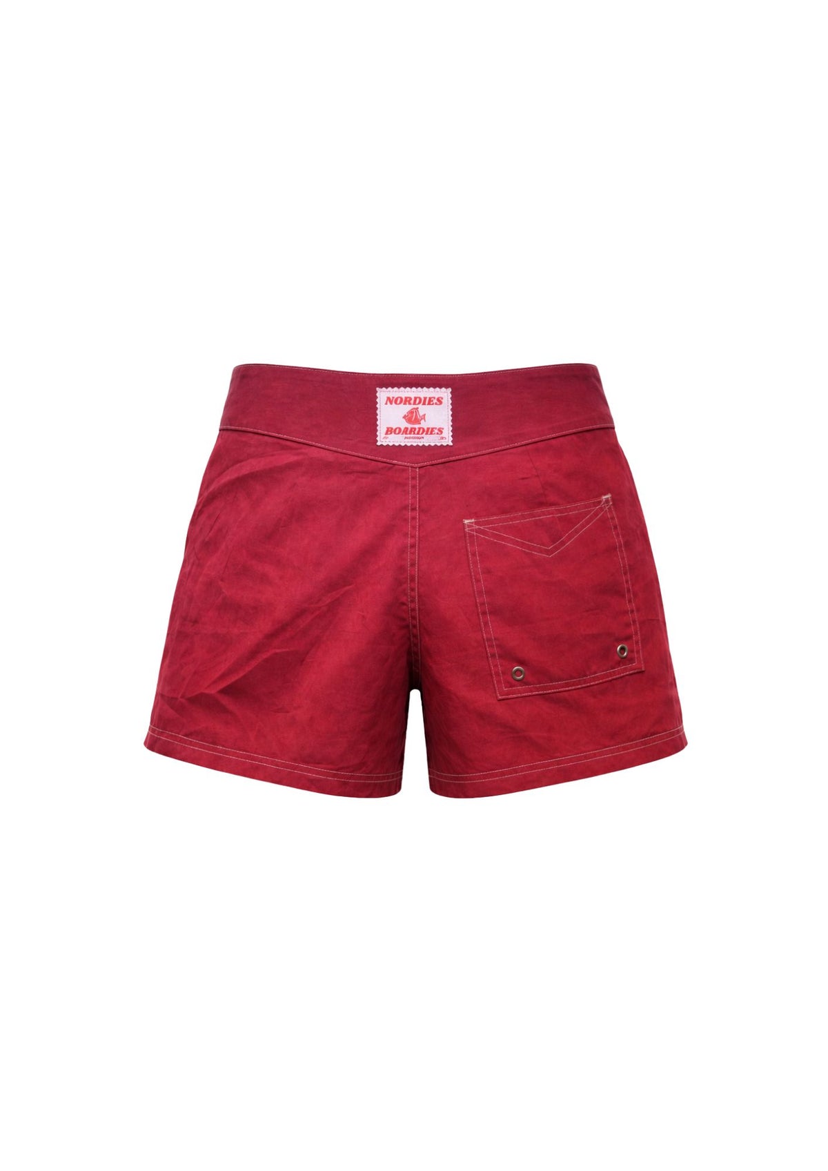 Low Waist Snap Front Boardshorts - Crimson