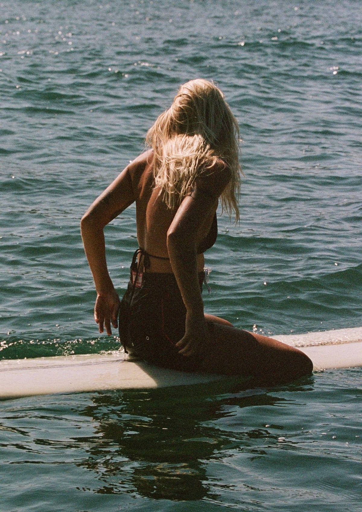 Long Tie Front Boardshorts - Black
