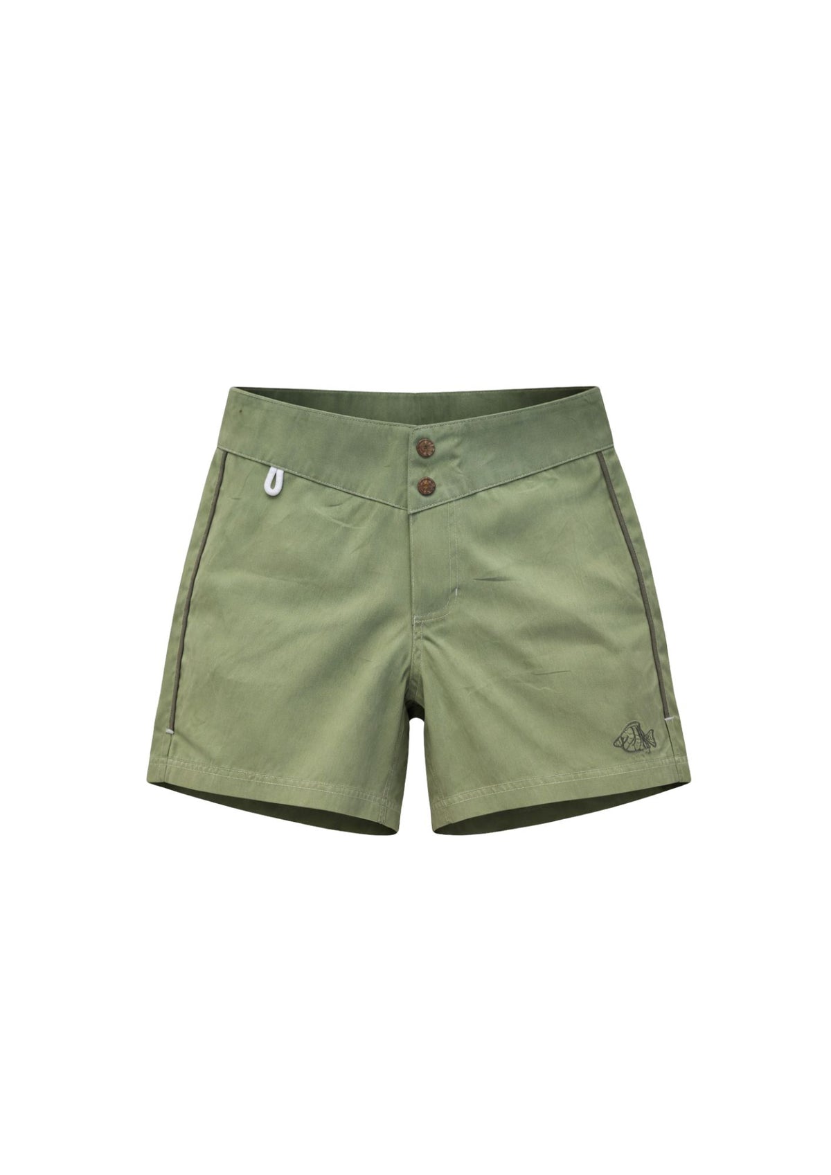 Low Waist Snap Front Boardshorts - Moss