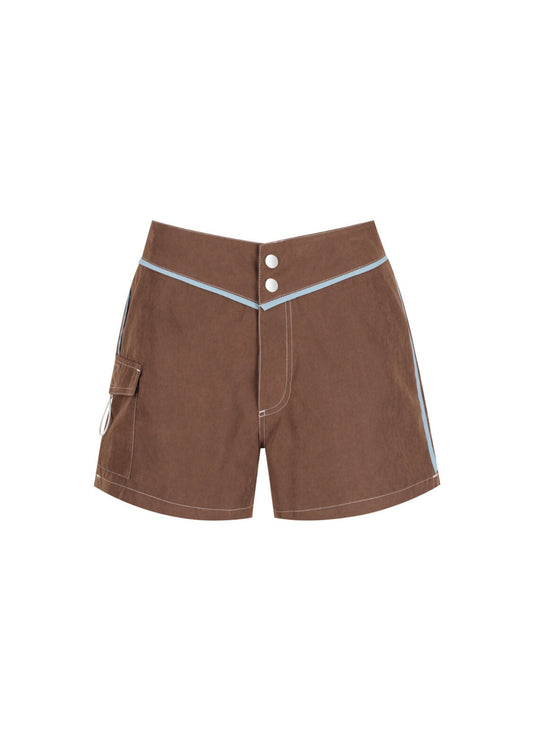 Snap Front Boardshorts - Mocha