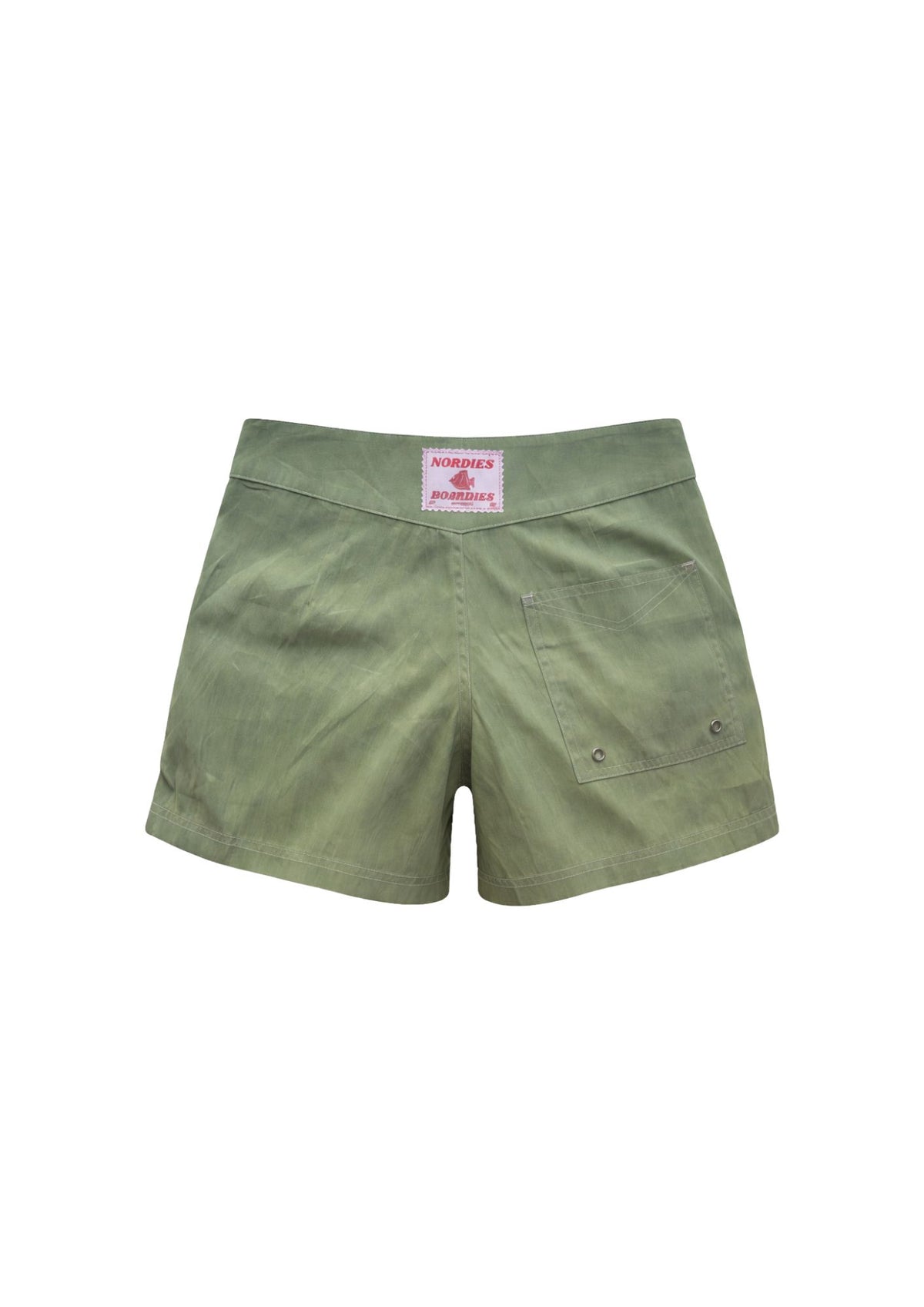 Low Waist Snap Front Boardshorts - Moss