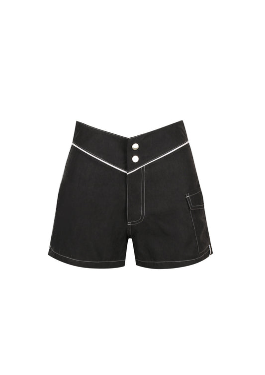 Snap Front Boardshorts - Black