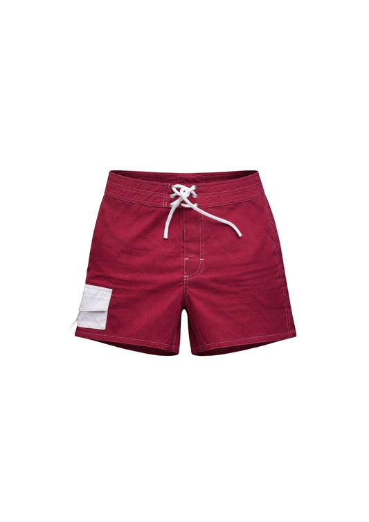 Tie Front Boardshorts - Crimson