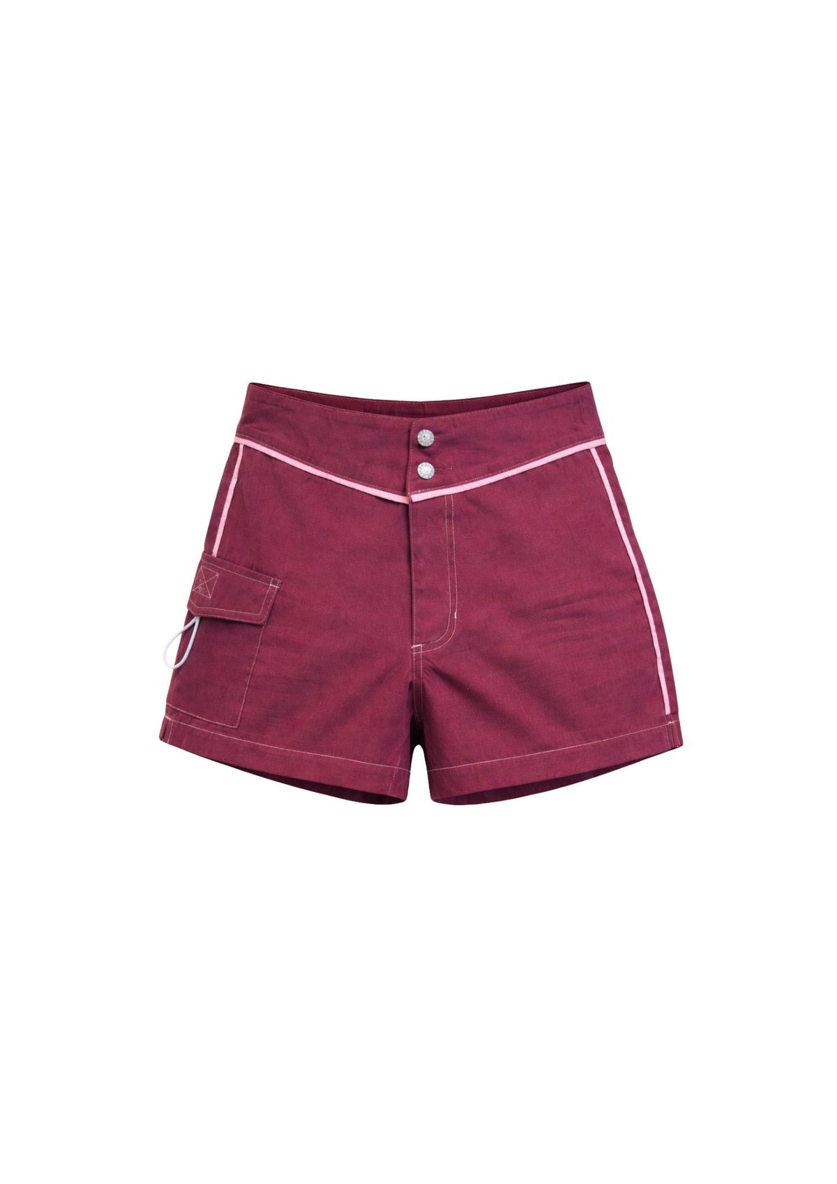 Snap Front Boardshorts - Burgundy