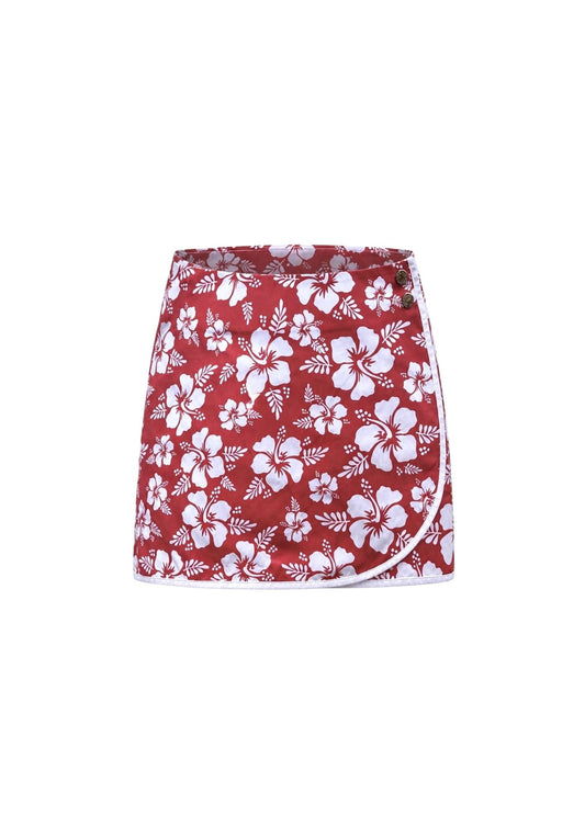 Wrap Skirt - Cherry Hibiscus